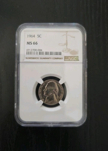1964 Jefferson Nickel 5c - NGC GRADED MS66