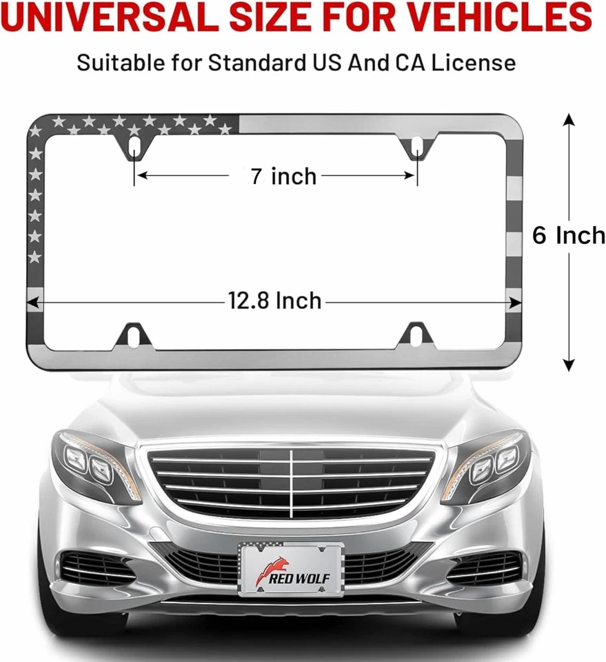 2PC American Flag License Plate Frame For Ram 1500 2500 3500 Stainless Steel Foto 3 de 4