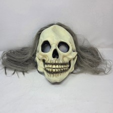 Vintage 1997 Paper Magic Group Skull Mask Grey Hair Halloween Horror Prop 97