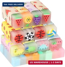 Cute Erasers for Kids Bulk 16 Pack Animal Food Fun Desk Pets Pencil Students Sch