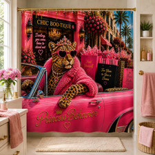 Pink Leopard 4PC Shower Curtain Set Bathroom Decor