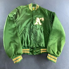 Vintage Oakland Athletics Satin Bomber Baseball Jacket USA Made - Sz Sm
