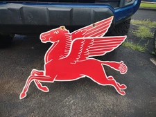 Vintage Large Mobil Mobilgas Pegasus Gas Oil Auto Service Station Porcelain Sign