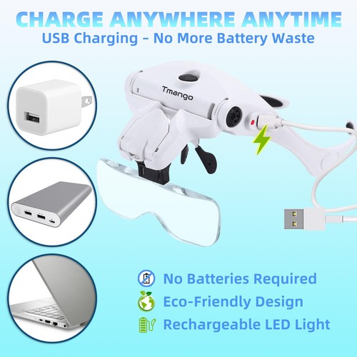 Rechargeable Lighted Headband Magnifier – Hands-Free Magnifying Tool for Jewe... - Picture 5 of 8