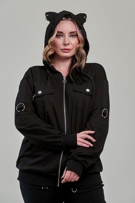 Banned Alternative Kapuzenpullover Damen NEO NOIR HOODIE schwarz L