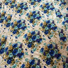 Vintage 1960s 70s Floral Quilted Bedspread 90  x 102  Queen Size Quilt