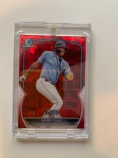 XAVIER ISAAC - 2023 BOWMAN CHROME SAPPHIRE RED/5 ROOKIE RC BOOKENED + 1 TOUCH