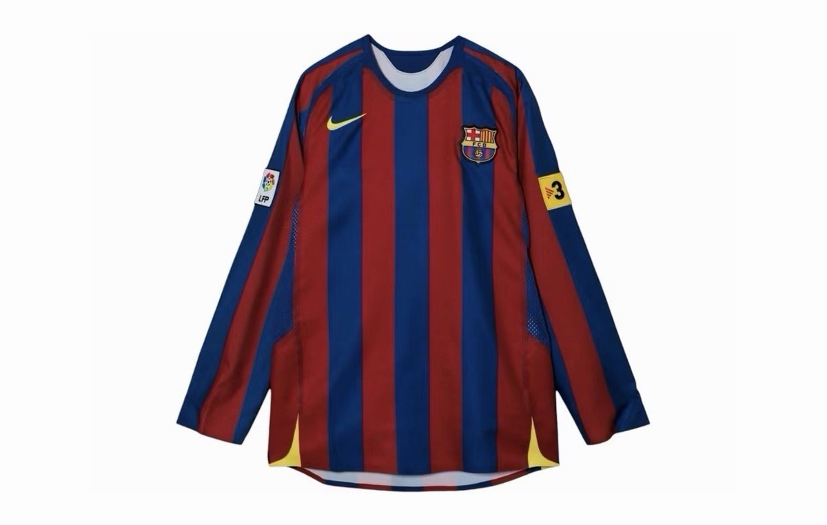 【FCバロセロナ】【2005年】ユニフォーム 長袖 サッカーシャツ ラリーガ FC Barcelona 2005-06 Home Long Sleeve Jersey XL Ronaldinho #10