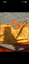 Liz Claiborne Orange Beige Logo Tote Bag Faux Leather/Canvas, Pouch, Pockets