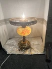 FENTON BURMESE  LAMP BASE w/NIGHT LIGHTING IN THE GLASS LAMP FONT. URANIUM