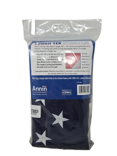 ANNIN FLAGMAKERS 9151980 3ft x5ft Tough Tex US Flag+Gormmets NEW - Picture 3 of 6