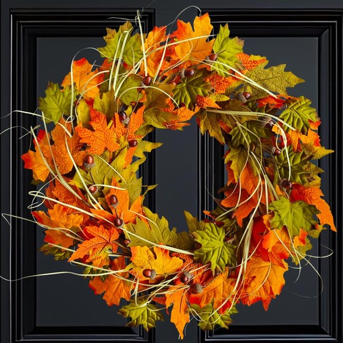 Fall Wreath for Front Door Thanksgiving 22 Inch, Handcrafted Autumn ...