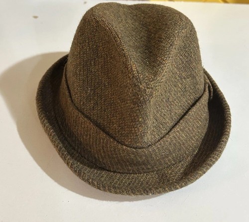 Vintage Fedora Hat Mens Size 22” Wool Woven 1950s Brown 50s Fishing Casual Wear - Imagen 11 de 12