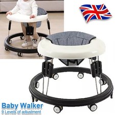 Foldable Baby Walker 360° Swivel Tray Portable Walker First Step Push Along Walk