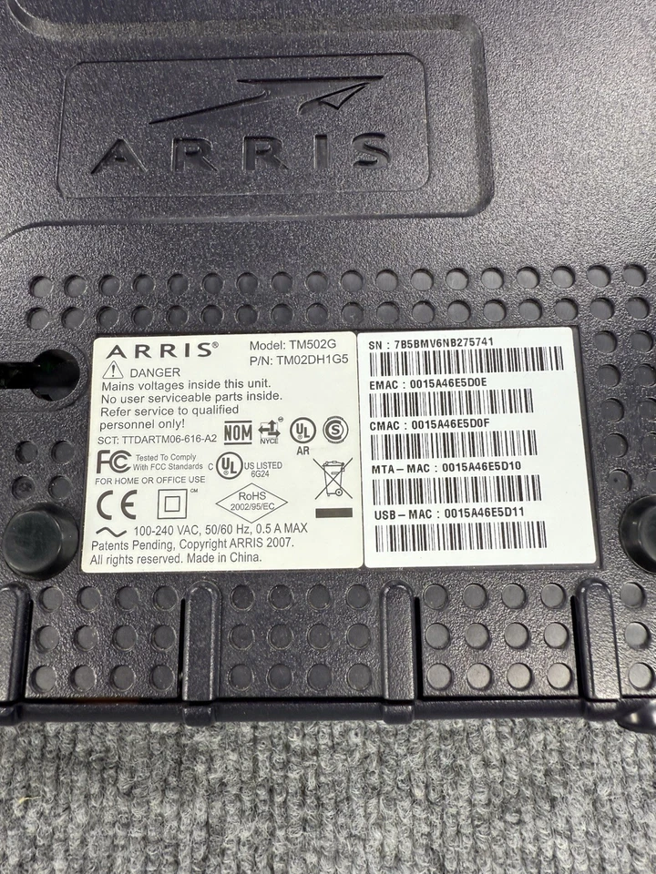 📶 ARRIS TM502G Telephony Cable Modem DOCSIS 2.0 High-Speed Internet - Image 4 of 4