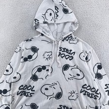 Peanuts Snoopy Cool Vibes Hoodie : White Black Graphic All Over Print