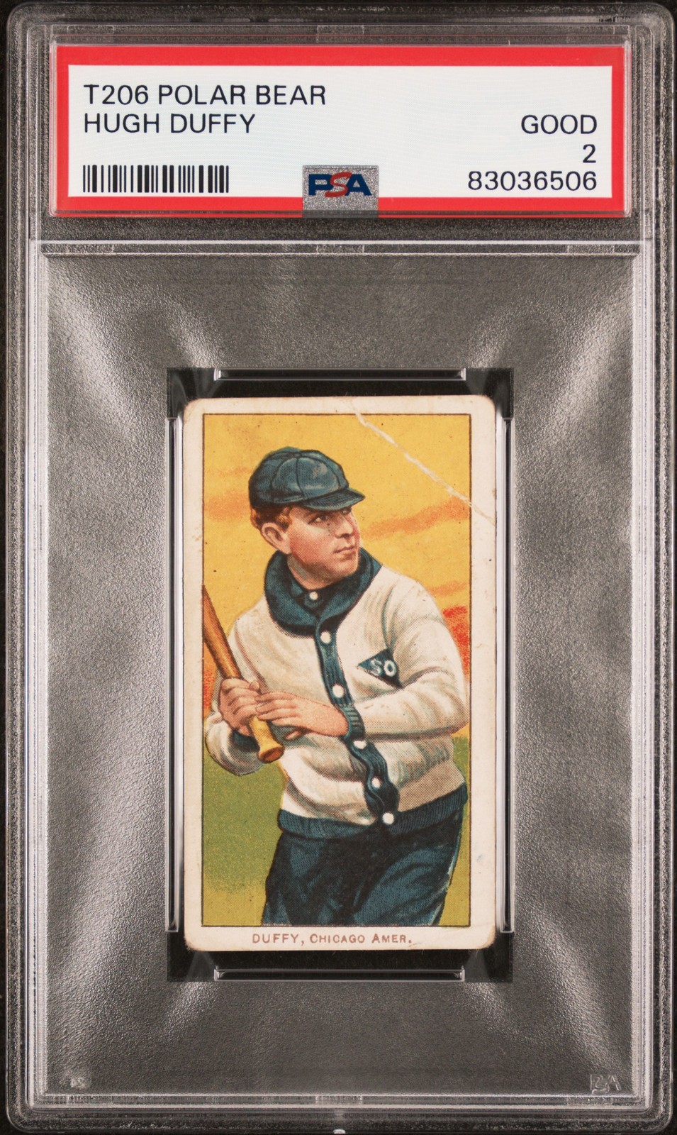 1909-11 T206 Polar Bear Hugh Duffy PSA 2 GD New Label