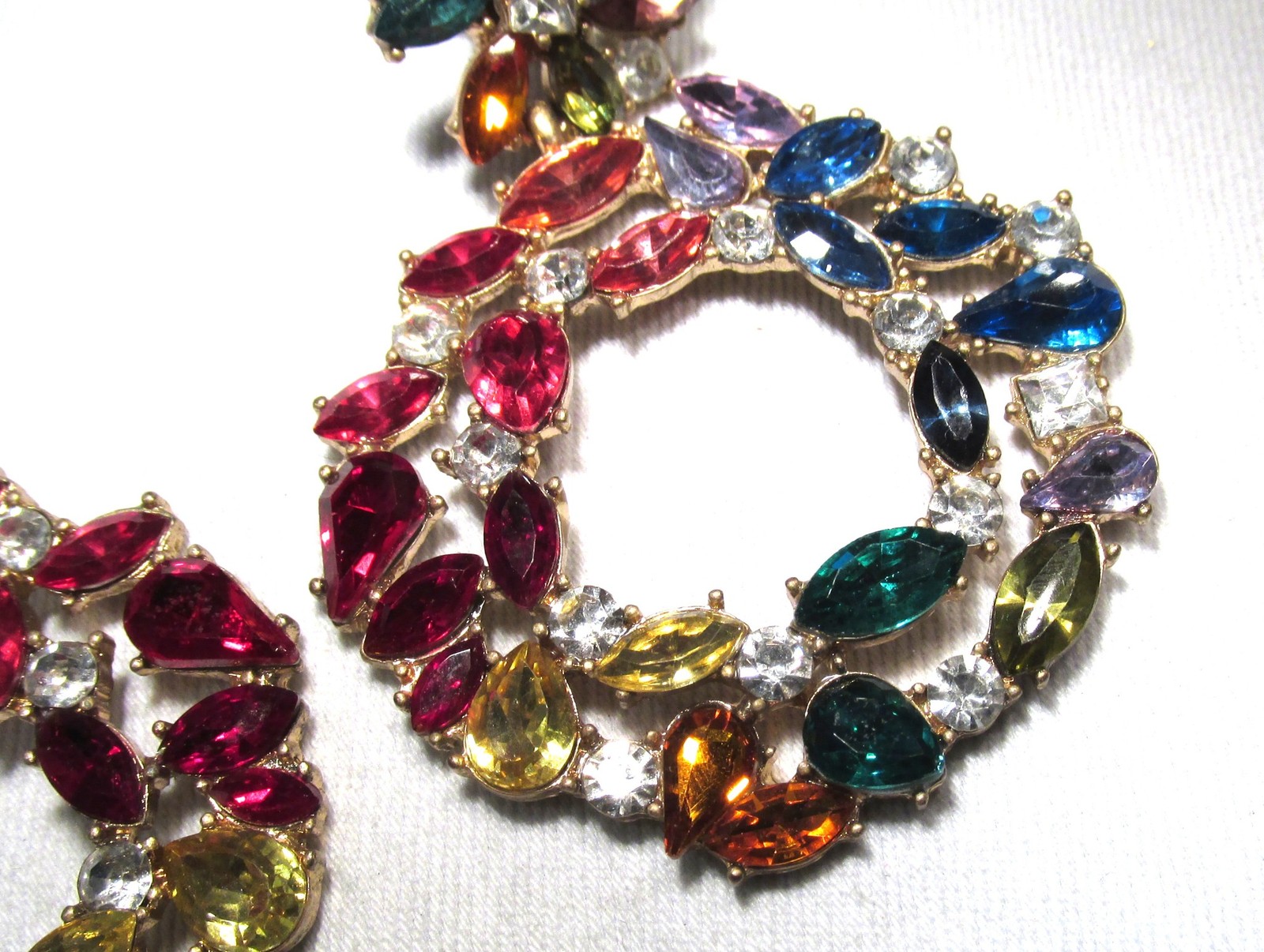 Rainbow Rhinestone Large Dangle Post Earrings ETC… - image 6