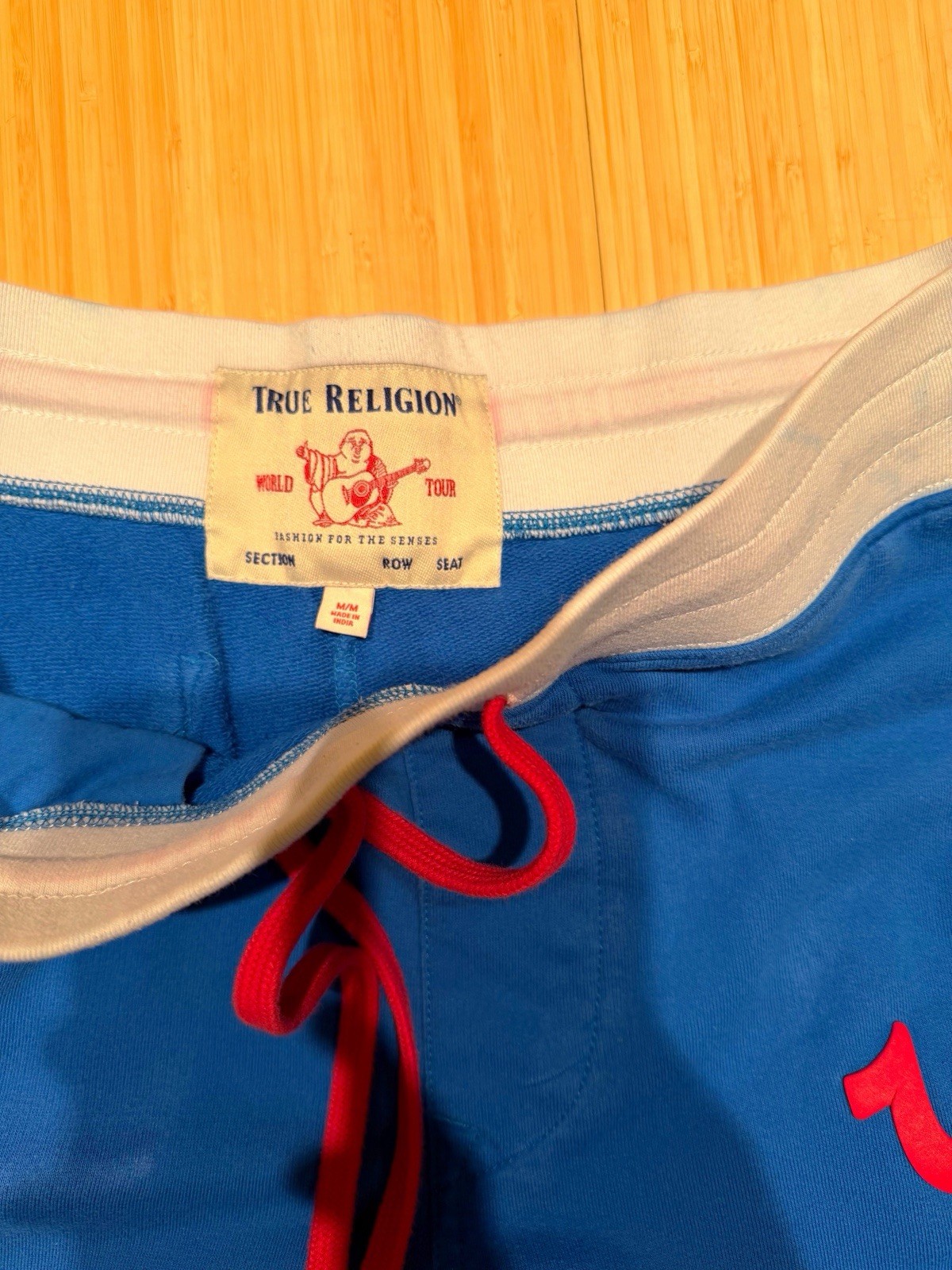 True Religion Men's Sweat Shorts Size Medium Blue Red White thumbnail 3