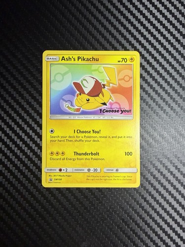 Pokémon TCG Ash's Pikachu SM108 Sun & Moon Black Star Promo 2017