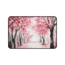 Cherry Blossom Path Desk Mat  Pink Sakura Mouse Pad