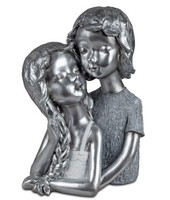 791153 Deko-BüSte Paar Weiss Silber 20 X 28Cm Aus Kunststein Gefertigt