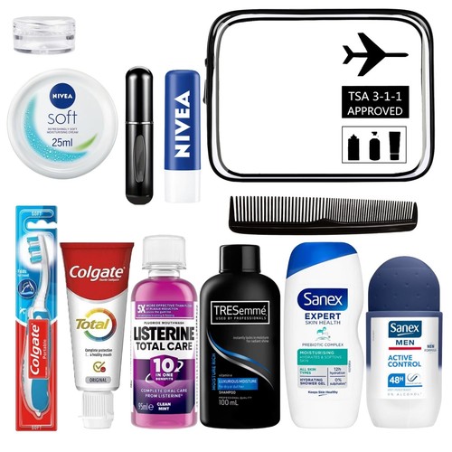 SupremeSelects Men's Travel Toiletries Set - Airport Approved Essentials Kit