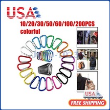 10-200x Aluminum Carabiner D Shape Spring Clip Snap Key Hook Keychain Buckle New