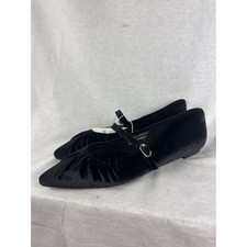 A New Day Gabriella Black Velvet Mary Jane Pointed Toe Ballet Flats Womens 9.5
