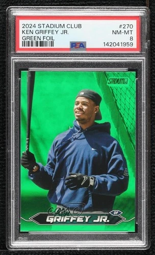 2024 Topps Stadium Club Green Foil 26/199 Ken Griffey Jr #270 PSA 8 HOF