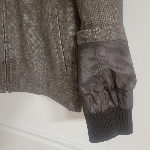 Banana Republic Size Med Wool Blend Jacket Charcoal Tweed Slant Pockets Hidden - Picture 7 of 11