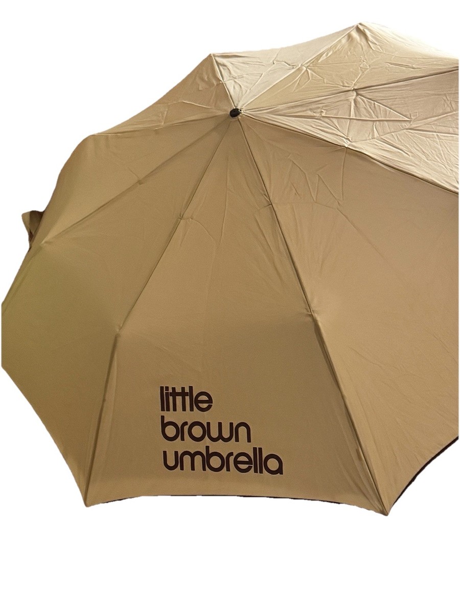 Bloomingdales Little Brown Umbrella Auto Push Button Compact Folding for Travel View 4