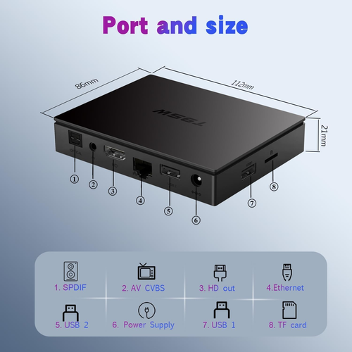 Android Tv Box,T95W Android 11.0 4GB RAM 64GB ROM Amlogic S905W2 Quad-Core Corte - Foto 8 di 12