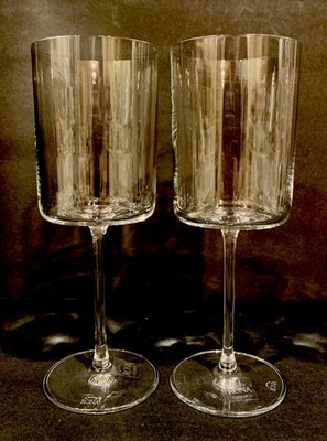 Pair Of Rona Wine Glasses Crystal 7.75x2.75  Slovakia 11 Oz