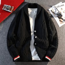 Designer Original Men's Autumn Luxury Long Sleeves Knit Cardigan Jacquard Keep W