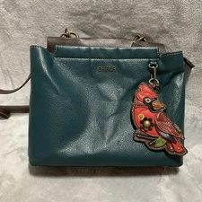 Chala Handbag Womens Teal Medium Purse Crossbody Cardinal Keychain Bag Charm