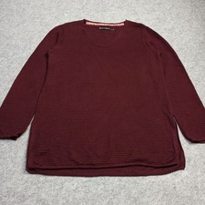 Gudrun Sjoden Femme Pull Taille M Bordeaux Rouge Tricoté En Coton Bio