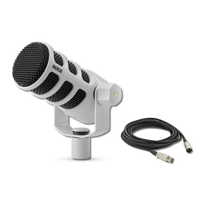 Rode PodMic Cardioid Dynamic Broadcast Microphone (White) with XLR Cable