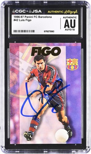 Luis Figo FC Barcelona Signed 1996-97 Panini FC Barcelona #42 CGC Auto 10 Card