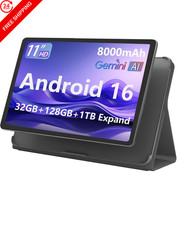 11-inch Android 16 Tablet, 32GB RAM  128GB ROM 1TB Expand , 11-inch, Black