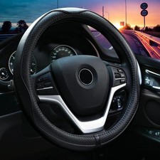 Valleycomfy Steering Wheel Covers Universal 15 inch - Genuine Leather, Breath...