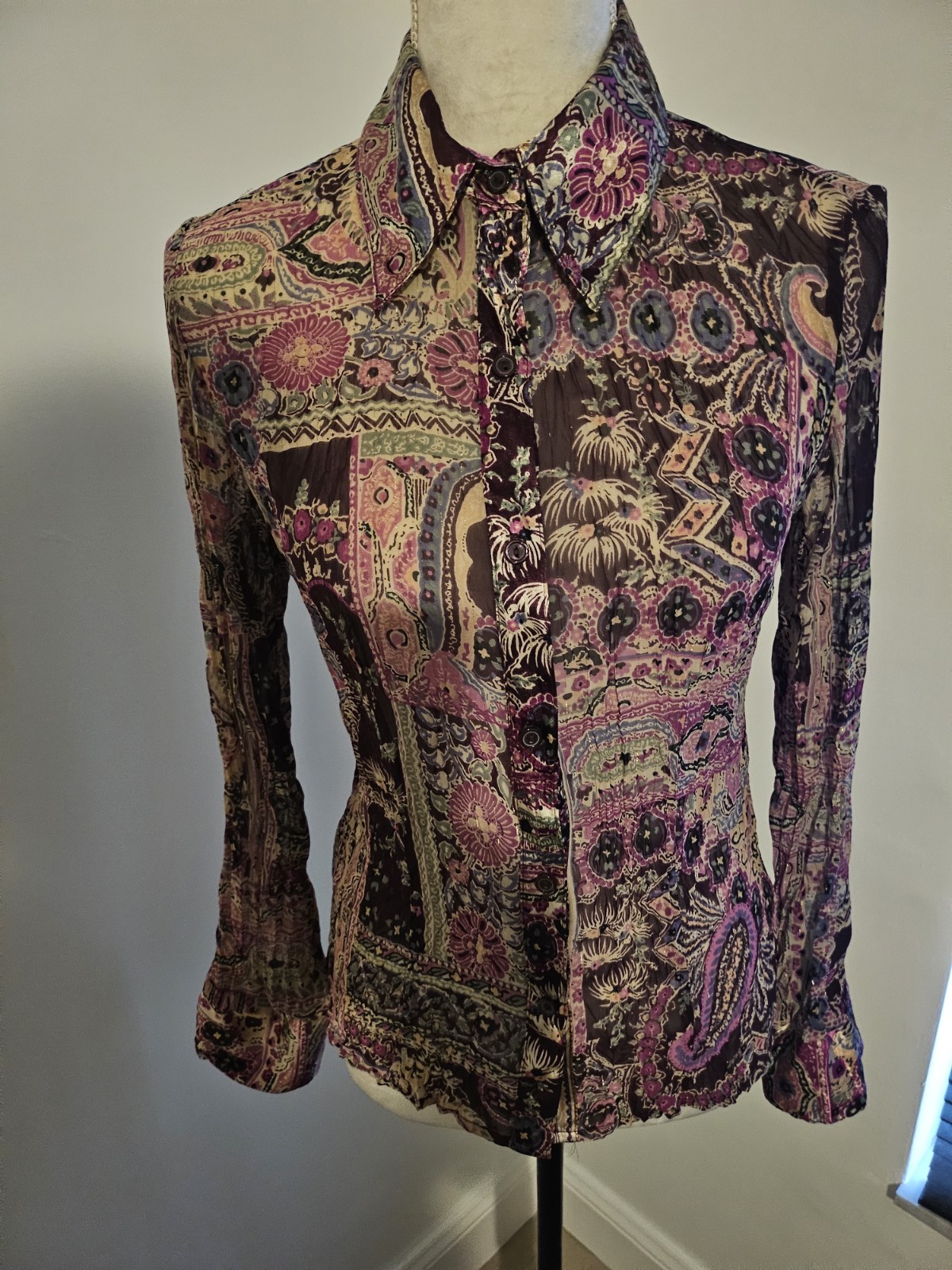 No Boundaries Paisley Patchwork Blouse Women’s Lo… - image 1