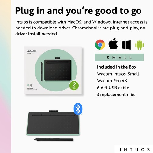 Wacom Intuos kleines Bluetooth Grafiktablett Zeichnen, tragbar für Lehrer, - Bild 8 von 8