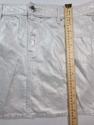 Old Navy Minirock Damen 16 silber metallic glänzend Denim Style Taschen - Bild 6 von 8