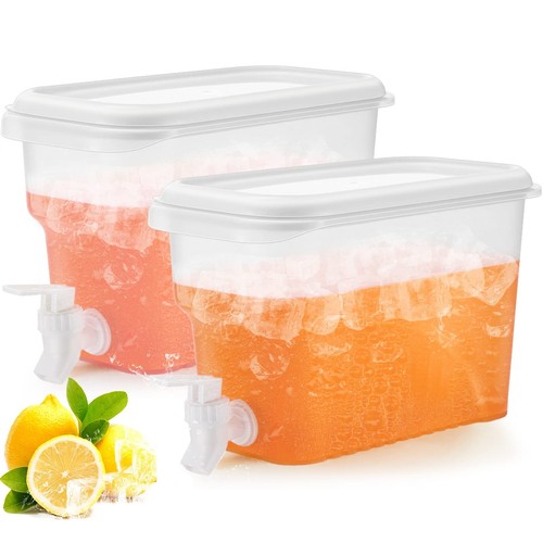 2 Pcs Beverage Drink Dispenser for Fridge, Plastic Liquid Drink Juice Contain...