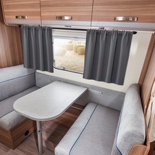 2er Set Scheibengardinen Wohnwagen Esszimmer Vorhänge Blickdicht Stabtasche DE