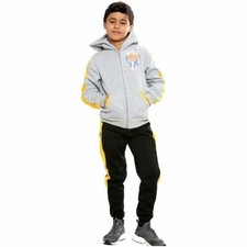 Kids Boys 2 Piece Tracksuit Basketball Hoodie Trouser Black Sweatshirt Set