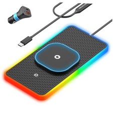 RGB Wireless Car Charging Pad for Magsafe, 15W LED Magnetic 30CM Cable