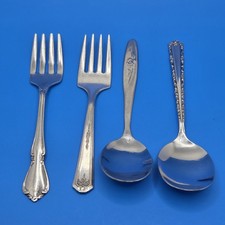 Mixed Lot Baby Stainless Flatware Oneida Tudor Plate Deluxe Craft Spoons Forks