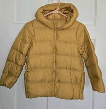 UNIQLO KIDS Yellow Ultra Light Down Puffer Hoodie Coat Jacket. Youth 130 M 8